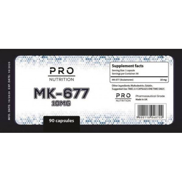Product composition Pro Nutrition MK-677 10MG 90 caps.