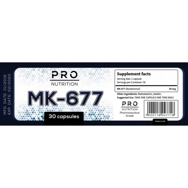 Product composition Pro Nutrition MK-677 30MG 30 caps.