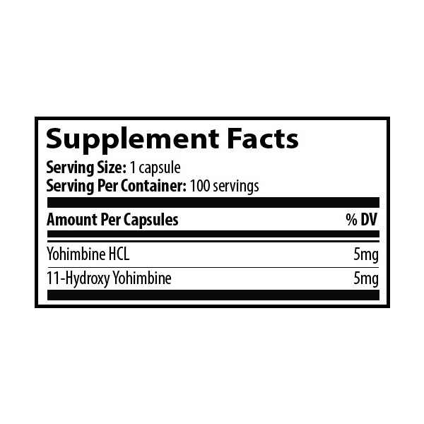 Product composition Submission Science Double Yohimbine 10 mg 100 caps.