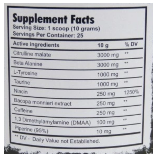 Zusammensetzung ESCOBAR Pre-Workout 250g