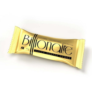 BILLIONAIRE BAR. Protein-Toffee-Riegel mit Salz. Enthält Zucker und Süßstoffe