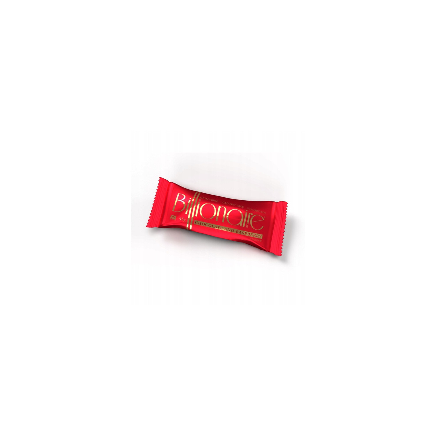 BILLIONAIRE BAR Protein bar with milk chocolate and raspberry flavour topping. Contains sweetener.