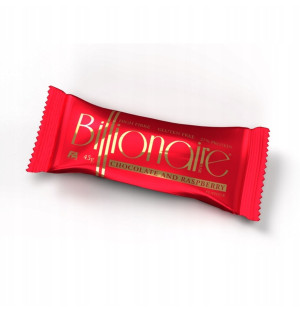 BILLIONAIRE BAR Proteinriegel mit Milchschokolade und Himbeergeschmack. Enthält Süßstoffe