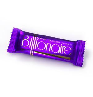 BILLIONAIRE BAR Protein bar in toffee flavour with expanded rice. Contains sweeteners