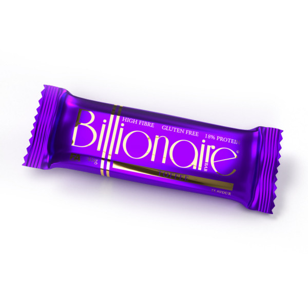 BILLIONAIRE BAR Protein-Riegel mit Toffee-Geschmack und expandiertem Reis. Enthält Süßstoffe